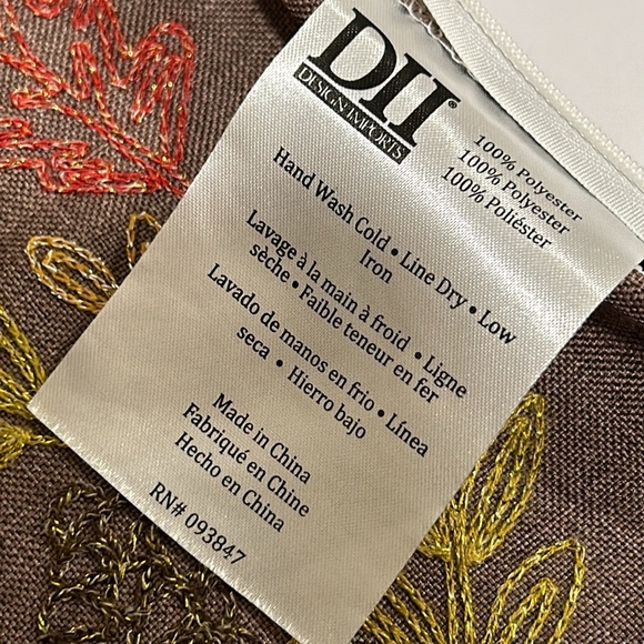 Brown and Red Leaf Embroidered Accent Pillow Cover - Picture 6 of 6